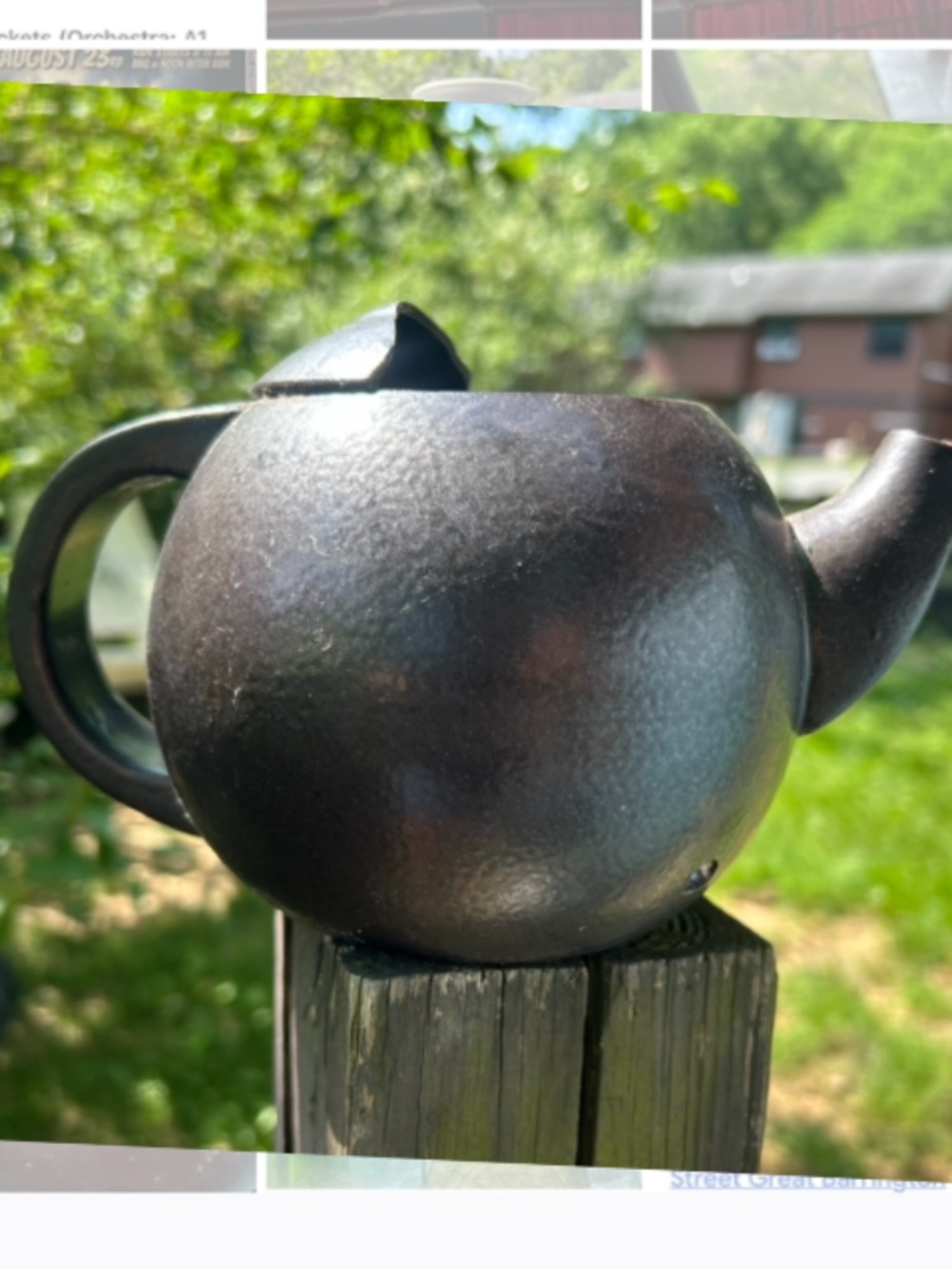 Vintage Handmade Studio Pottery Stoneware Teapot Matte Black Brown Ceramic